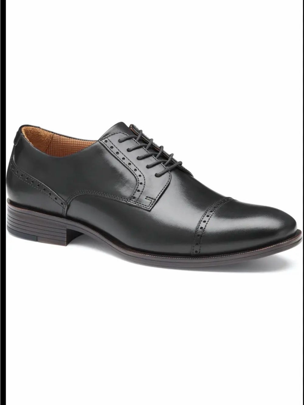 Classic Black Cap-Toe Derby Leather Dress Shoe - Men's